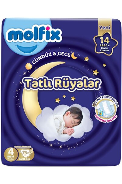 Molfix Tatlı Rüyalar Bebek Bezi 4 Beden 7-14 KG Maxi 76 Adet Fırsat Pk
