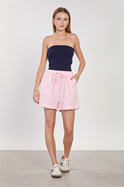 BARRELS AND OIL Women's Tie-Waist Cotton Shorts - Pink