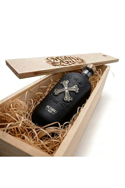 BUMBU Pachet Cadou Cutie Lemn Personalizata Rom XO 40%, 0.7L