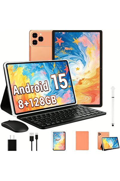 W&O Tablet 10.1 Inch Android 15 OS Pad, 2in 1 Pad with Keyboard, Mouse, Case,...
