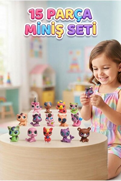 Tıfıl Toys 15 Parça Pet Shop Miniş Figür Seti – Eğlenceli Dünyalar Yaratıcılı...