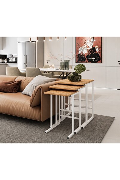 LİON MOBİ LİON NEST SEHPA 3 LÜ METAL AYAKLI ZIGON SEHPA