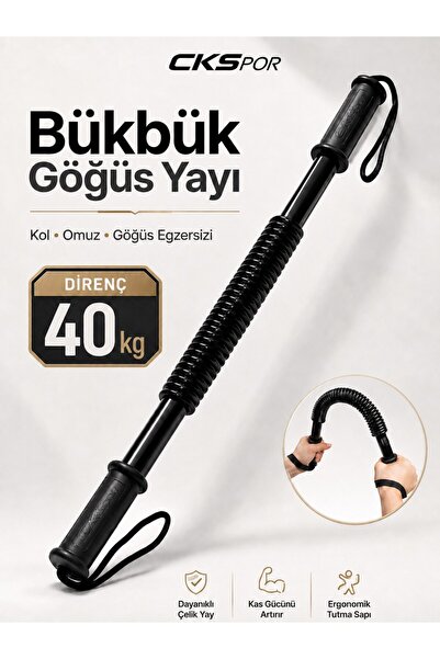 CKSpor Bükbük Göğüs Yayı Power Twister Kol Omuz Göğüs Egzersiz Aleti 40 KG