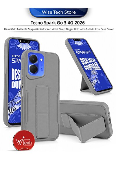 Wtech Tecno Spark Go 3 4G 2026 Hand Grip Foldable Magnetic Kickstand Wrist St...