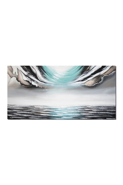 artnova Tablou pictat manual living, birou, dormitor, Peisaj marin modern, re...