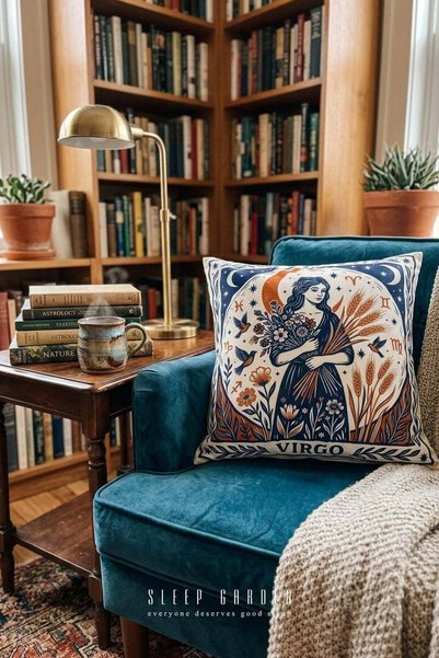 Sleep Garden Virgo Zodiac Sign Design Modern Decorative Throw Pillow Cover 43X43