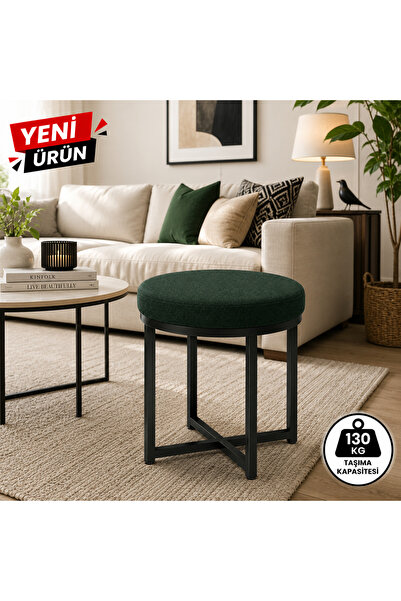 EDMONDA EV AKSESUAR ZİRO TEKLİ PUF TABURE BENCH MAKYAJ SANDALYESİ SİYAH AYAK