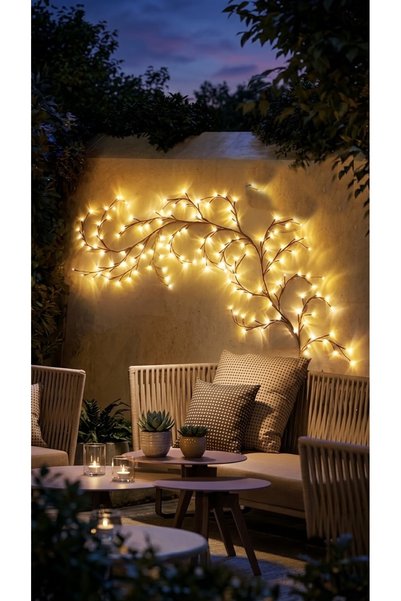 gaman Güneş Enerjili Dekoratif Dal Işık - 8 Modlu 144 LED Bahçe, Balkon, Ağaç Peyzaj Aydınlatması Sarı Işık