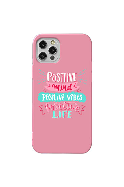 Other Apple iPhone 12 Pro Max Positive Mind Pink Colored Silicone TPU Θήκη