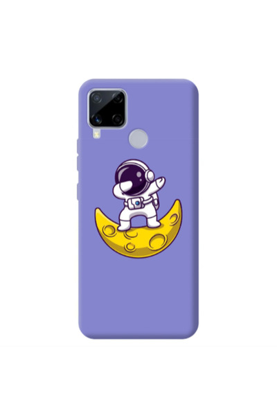 Other Realme C25S Astronaut on the moon Purple Colored Silicone TPU Θήκη