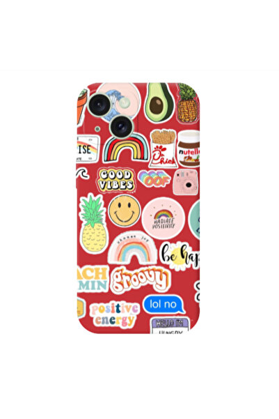 Other Apple iPhone 15 Good vibes Red Colored Silicone TPU Θήκη