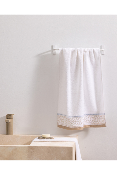 Madame Coco Alouette Cotton Face Towel - White/Beige - 50X70 cm