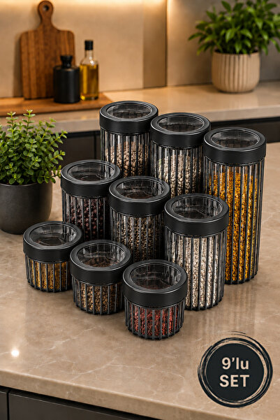 Stile Cucina 9-Piece Linea Round Storage Container Set 3X(0.50 Liter, 1.1 Lit...