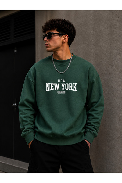 caddekombin Unisex New York Est. 1986 Printed Crew Neck Sweatshirt