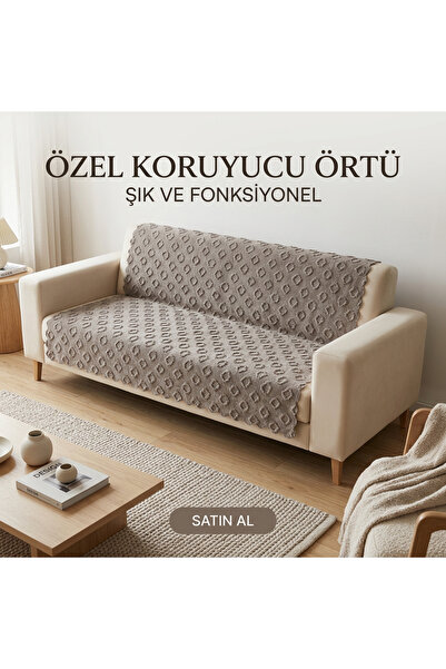 GENÇEV HOME COLLECTİONS Bearded Chenille Non-Slip Base Sofa Cover – One-Piece...