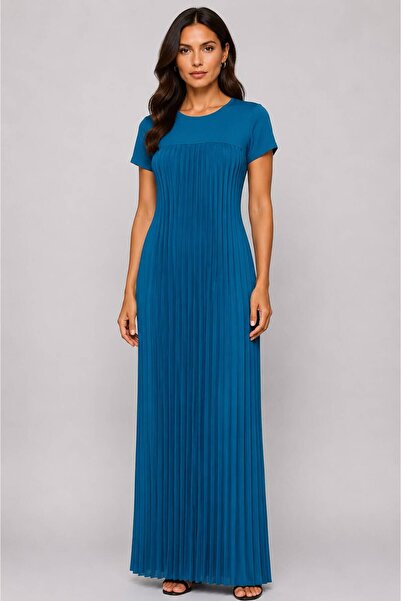 Gold Vitray Rochie Damă Lungă Plisată Elegantă