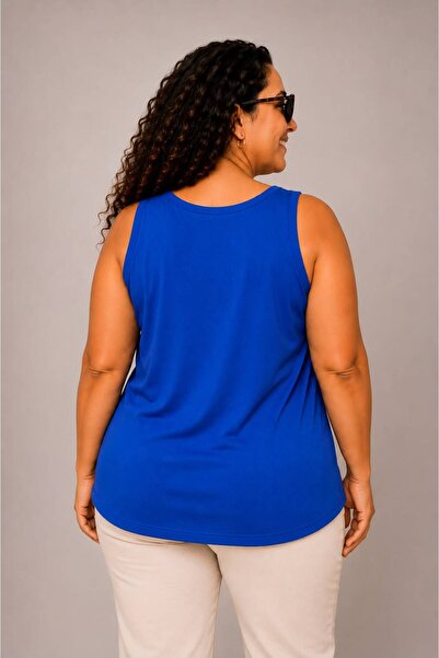 Gülmina Moda Women's Square Neck Plus Size Ribbed Tank Top