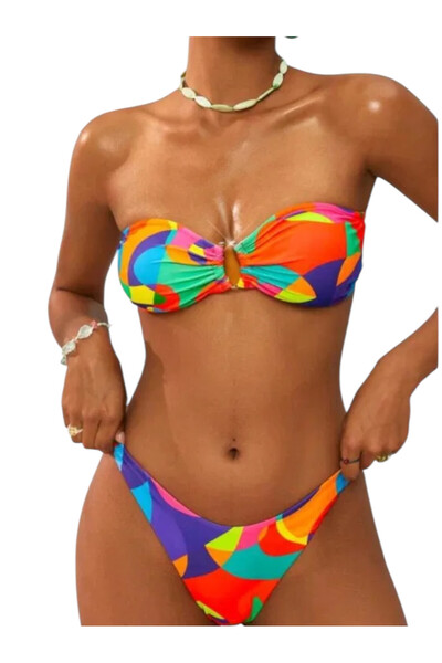 OEM Costum de baie dama, multicolor, 2 piese, S