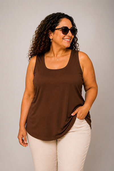 Gülmina Moda Women's Square Neck Plus Size Ribbed Athlete Blouse