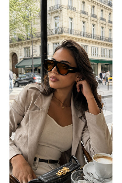 corcishop Women's Oversize Mask Form Yellow Glass Modern Sunglasses