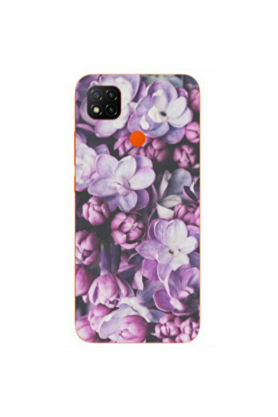 Other Xiaomi Redmi 9c Purple Flowers Transparent Silicone TPU Θήκη