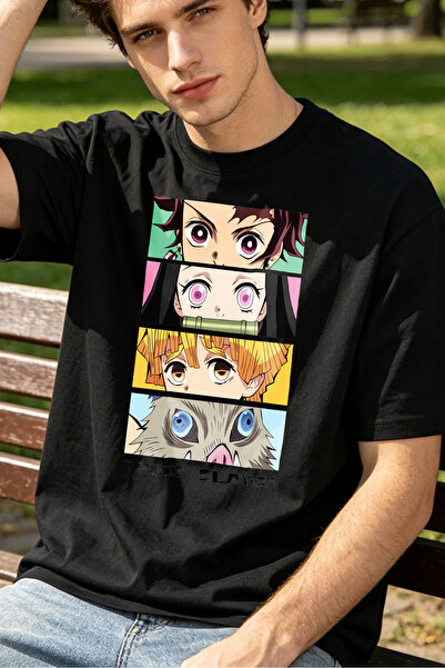 Fleck Anime Style T Shirts For Men Demon Slayer Characters Personalized Shirts
