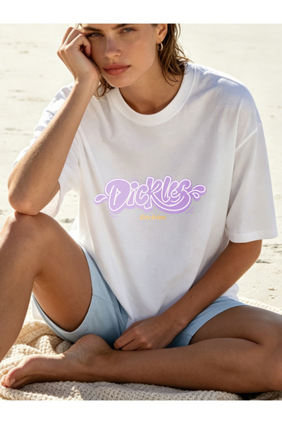 Fleck Womens T Shirts Dickles Graphic Print Casual Loose Fit Summer Top Trend...