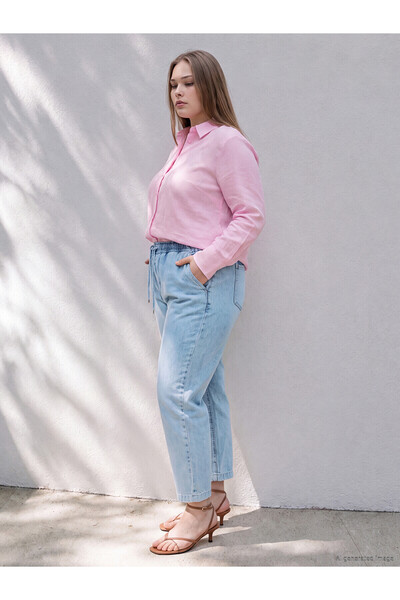 LC Waikiki Trendlucky Women's Plus Size Elastic Waist Jeans with Difference i...