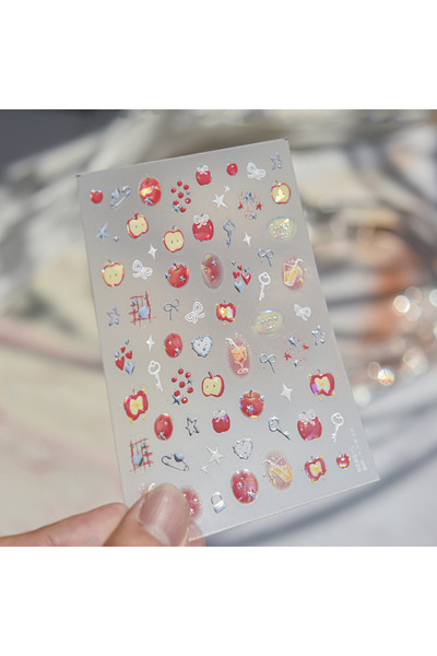 Choice12 to5825 5D Cute Nail Art Stickers Retro Red Green Bow Key Cocktail St...