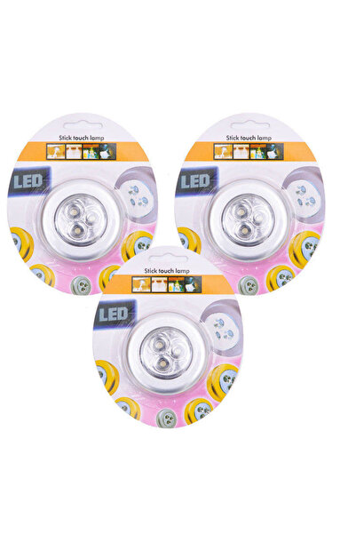 Generic أضواء LED دائرية تعمل باللمس - أضواء ليلية لاسلكية سهلة التركيب (3 قطع)