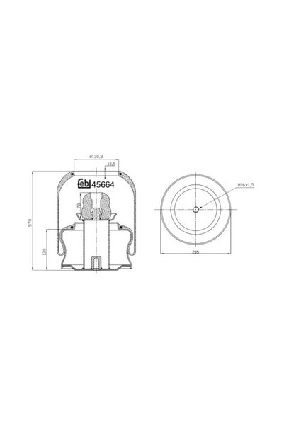 FEBI BILSTEIN Perna de Aer Spate (diametru: 130 8/205mm) Mercedes Citaro (o 5...