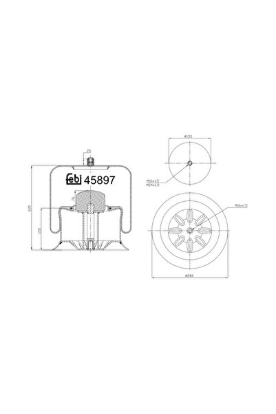 FEBI BILSTEIN Perna de Aer Fata/Spate (diametru: 155/280mm) Mercedes Actros A...
