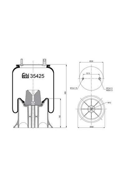 FEBI BILSTEIN Perna de Aer Spate (diametru: 228/260mm