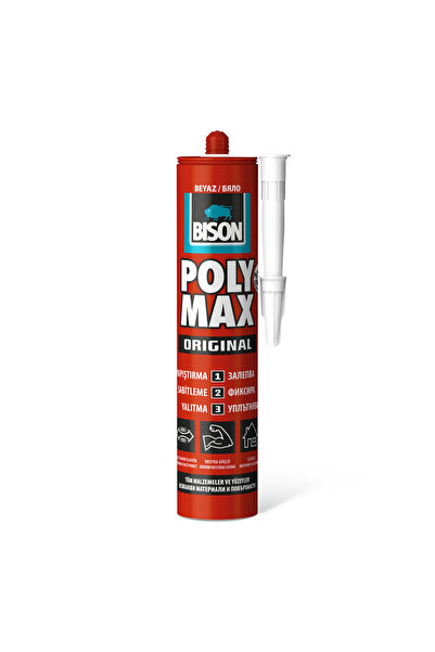 Bison Adeziv si etansant Poly Max Original, alb, 465 g, rezistenta extrema