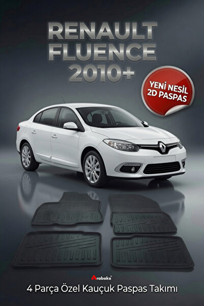 Arabaks Renault Fluence 2010+ 4 Parça YENİ NESİL 2D Kauçuk Paspas Takımı - Öz...