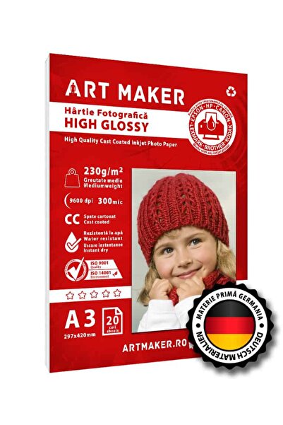 Art Maker Hartie foto High Glossy, 230g/mp, cc, A3, 20 coli