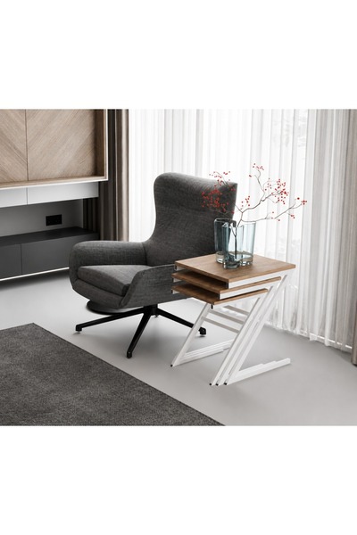 LİON MOBİ LİON Z-SET 3 LÜ METAL AYAKLI ZİGON SEHPA