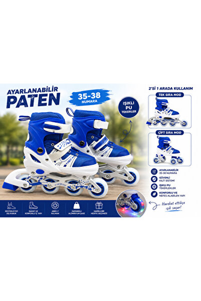 Prlk toys Ayarlanabilir Çocuk Pateni 35-38 Numara – 2’si 1 Arada Inline & Çif...