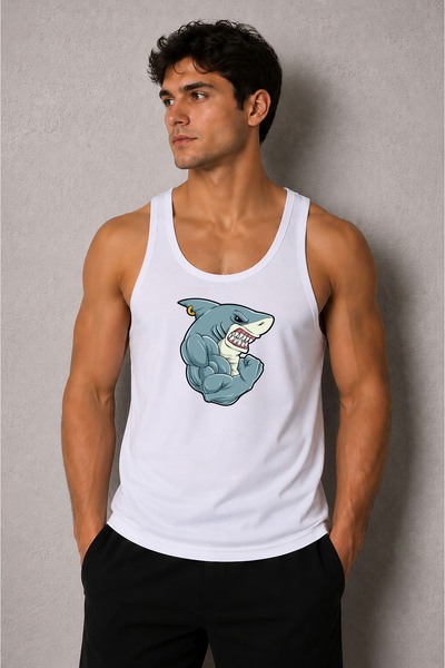 cesita Whale Printed Men's Gym Fitness Sportsman Singlet