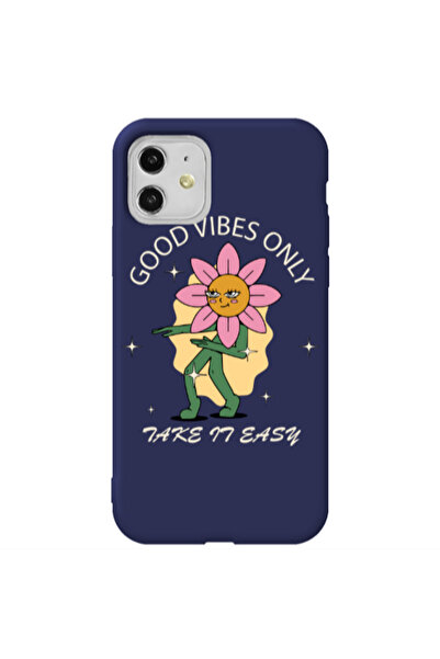 Other Apple iPhone 11 Good Vibes Only Dark blue Colored Silicone TPU Θήκη