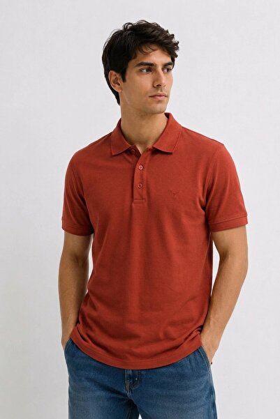 Maccali Tricou pentru bărbați Premium Comfort Basic Kiremit cu guler polo