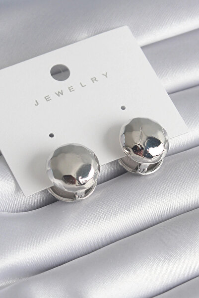 ARMÜZ Brass Silver Color Embroidery Detail Ball Model Women's Earrings