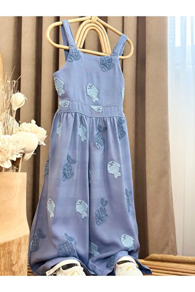 Pinkitokids Fish Patterned Salopet with Bow Detail on the Back