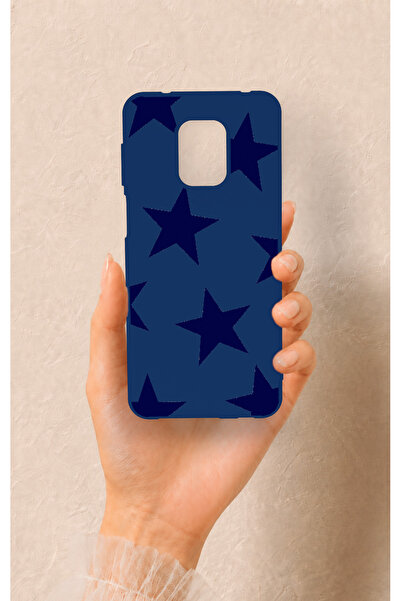 Vip Case Redmi Note 9 Pro 9S Uyumlu Lacivert Star Desenli Silikon Kılıf