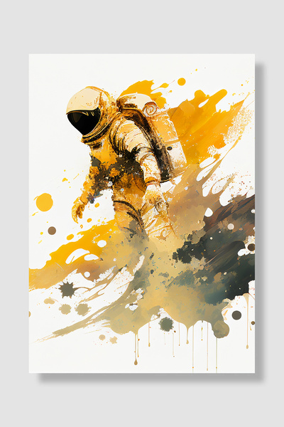 Luna Marissa Poster astronauta, žuta zlatna boja, moderna zidna dekoracija, d...