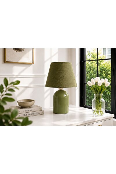 Vivense LİVA KUMAŞ ABAJUR, MİNT YEŞİLİ, 34 CM