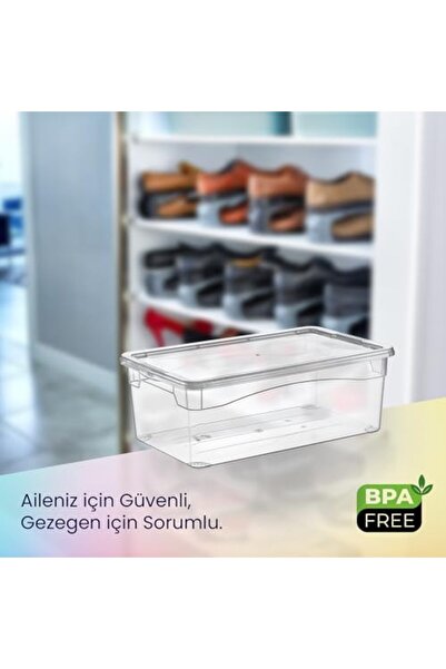 Yıldızan Albemo Cindy 3-Piece Transparent Shoe Box Set (6 L) – with Locking L...