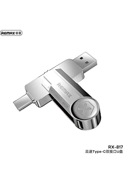 Remax RX-817 Στικάκι USB 64GB USB 3.1 με συνδέσεις USB-A & USB-C, Ασημί