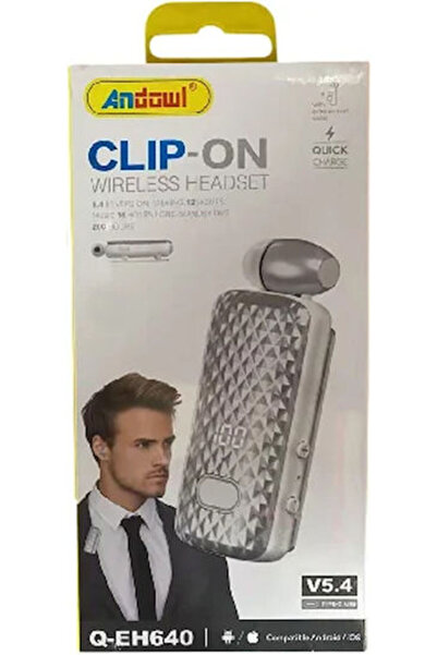 Andowl Q-EH640 Ενδοωτικό Ασύρματο Ακουστικό Bluetooth Handsfree Ασημί