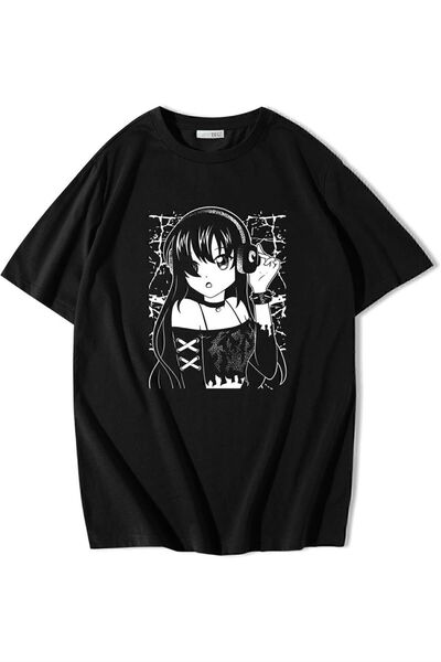 ZOKAWEAR Unisex Oversize kroj Anime Tamna Devojka T-shirt